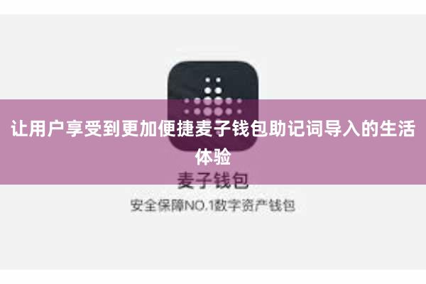 让用户享受到更加便捷麦子钱包助记词导入的生活体验